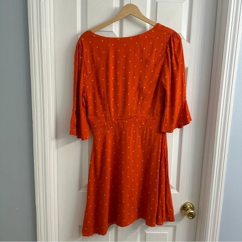 Free People Dress Mini Sundress Polka Dot Orange Dainty Summer Size 6 Small - Picture 5 of 8